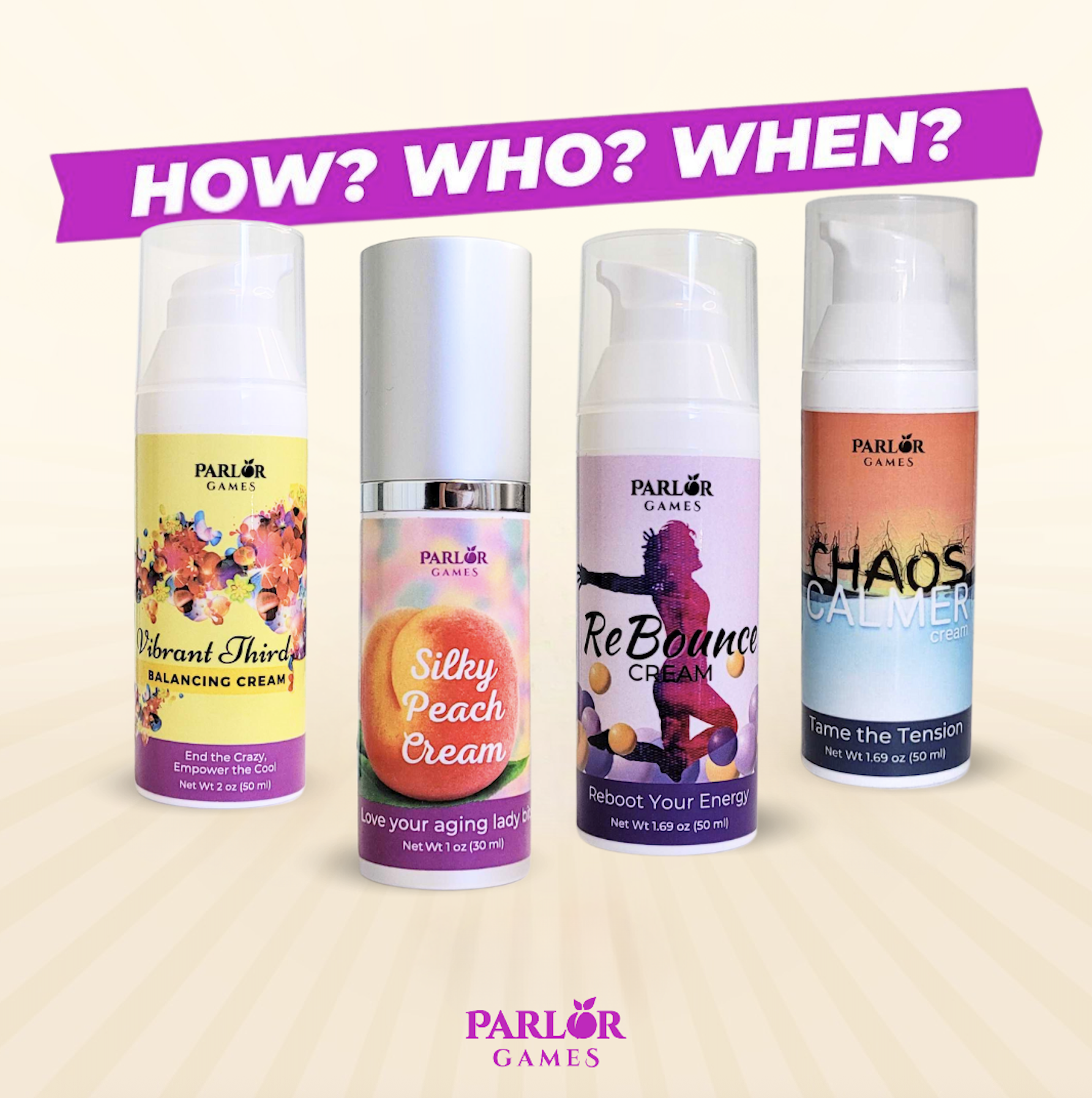 Picture of Cosmetics, Lipstick, Tin with text HOW? WHO? WHEN? PARLOR GAMES CHAOS CALMER Re Bounce Vi...